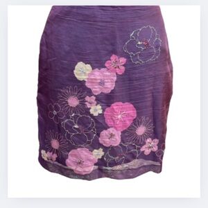 Muse Silk Purple Floral Mini Skirt